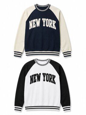 Men's 2 Pack New York Raglan Crewneck Sweatshirts Varsity Pullover S-2XL